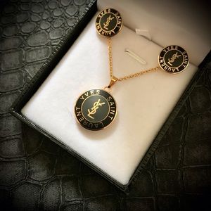 Handmade Button Earring and Necklace Set